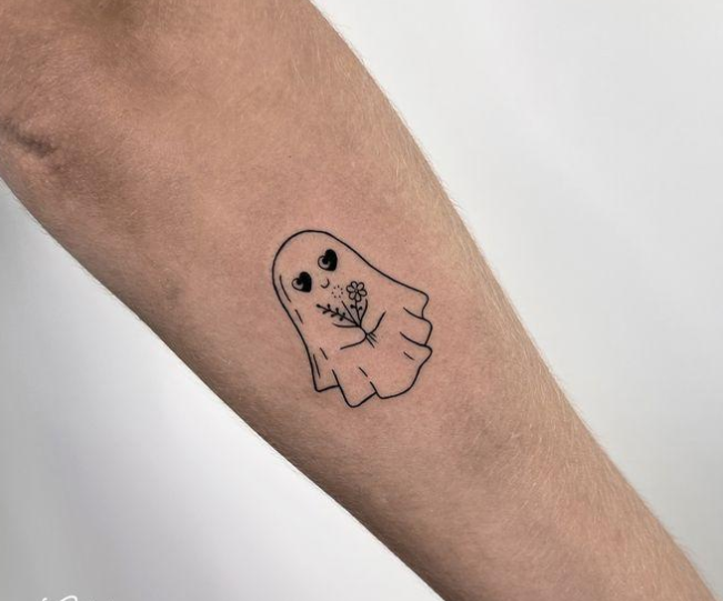 Cute Ghost Halloween Tattoo